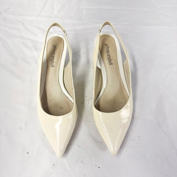 JEFFREY CAMPBELL WHITE KITTEN HEEL SLING BACK * SOLD AS IS - Picture 1 of 5